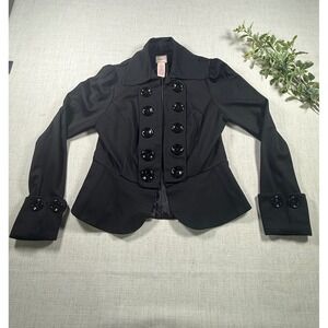 Candies Black Peplum Military Blazer Jacket Junior XL Womens Small 21294ECK